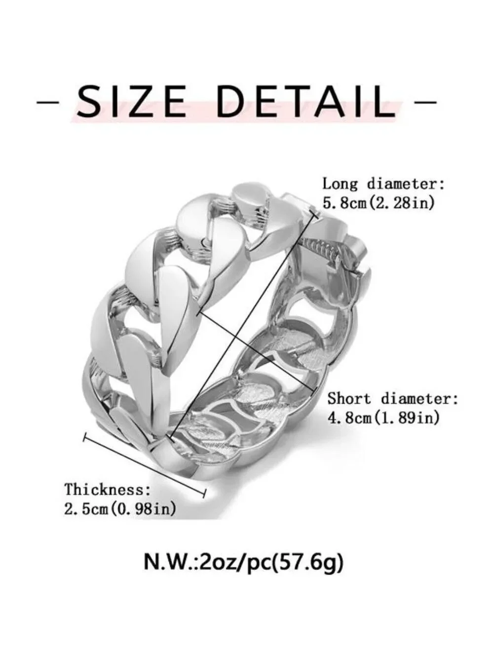 Chunky Silver Tone Bangle Bracelets for Women Thick Wide Hinged Cuff Bracelet